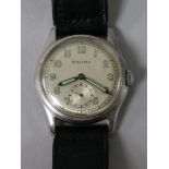 A gentleman's 1940's/1950's stainless steel Baume manual wind wrist watch, with Arabic dial and