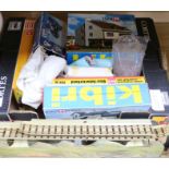 A 1950's German tinplate model train set and various boxed kits