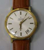 A gentleman's steel and gold plated Zenith automatic 28800 wrist watch, with date aperture and