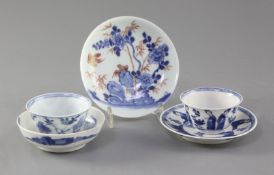 A group of Chinese porcelain tea bowls and saucer dishes, early 18th century, comprising an
