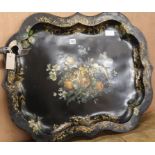 A painted toleware tray W.79cm