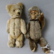 A Schuco style monkey and bear 14 & 12cm.