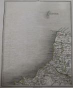 Cary, John - New Map of England and Wales, quarto, calf torn and spine split, some pages loose,