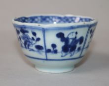An 18th century Chinese blue and white tea bowl