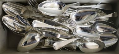 A harlequin part canteen of 18th and 19th century Old English Pattern flatware, 39 items, various