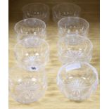 A set of eight cut glass finger bowls