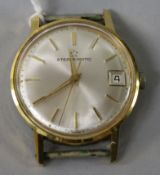A gentleman's steel and gold plated Eterna-Matic wrist watch, (no strap).