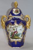 A Chamberlain's Worcester scale blue vase and cover (a.f.)