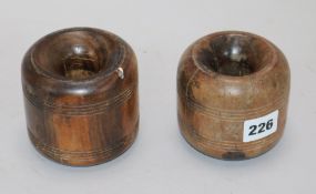 Two lignum vitae horse tethers 8cm.