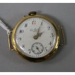 An 18ct gold fob watch, converted to a wristwatch, by Smets, Liege.