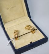 A pair of Italian Bulgari Parentasi range 18ct gold half hoop earrings, of stylised "Y" for, stamped