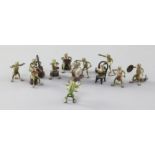 An Austrian eleven piece cold painted bronze miniature frog orchestra, height 1in.