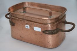 A French copper daubiere 22 x 52cm