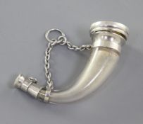 A late 19th century silver mounted glass vinaigrette by Sampson Mordan & Co, modelled as a hunting
