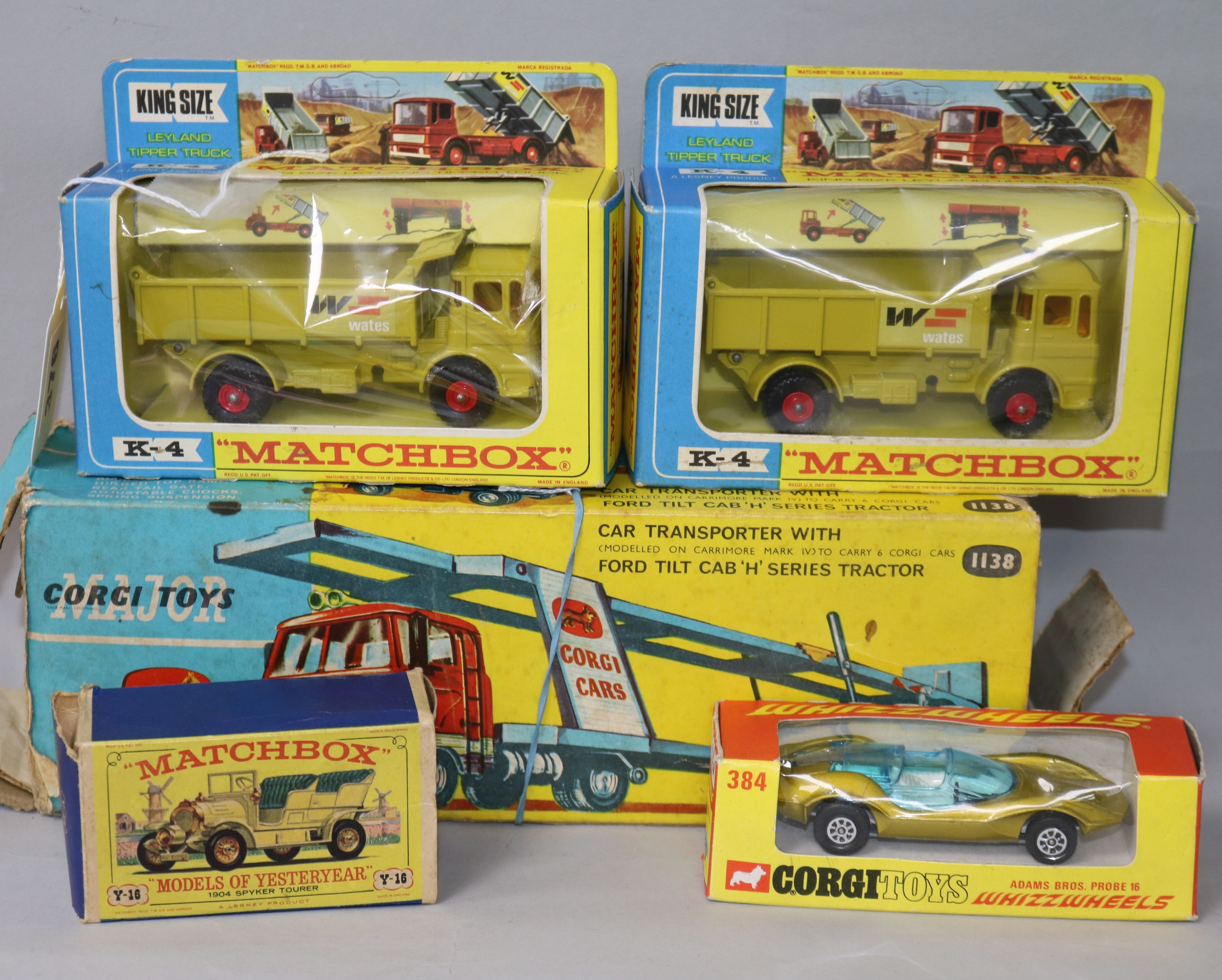 A Corgi Car Transporter No. 1138, boxed with diorama and four other boxed vehicles, including two