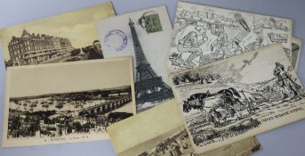 A collection of WW1 postcards and signed theatrical photos