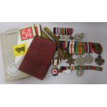 A WWII group of 5 medals and miniatures, including a French Croix de Guerre, possibly awarded to W.