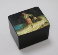 A Russian lacquer tea caddy 10 x 8.5cm