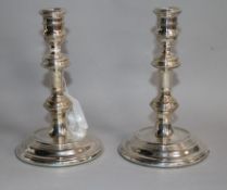 A pair of 1980's Georgian style silver candlesticks by William Walters Antiques Ltd, London, 1983,