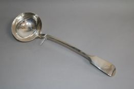 A Victorian silver fiddle pattern soup ladle, George Adams, London, 1848, 33cm, 9 oz.