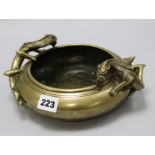 An early 20th century Chinese bronze censer W.25cm