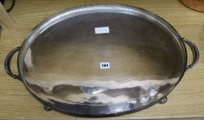 Walker & Hall plated gallery tray 69cm handle-handle