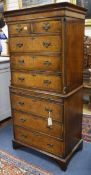 A Georgian style walnut chest on chest W.72cm