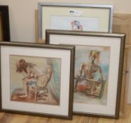Philip J.F. Horton, from The Glasgow School of Art, 5 pastel nudes on paper, erotic, framed