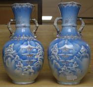 A pair of Japanese vases H.42cm