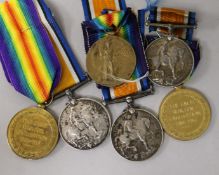 Three pairs of WW1 medals