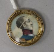 A late 18ct/early 19th century mourning pendant with bust of Comte d'Artois and plaited hair en