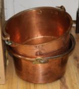 2 copper jam pots Dia.36cm