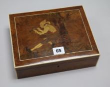 An inlaid walnut box W.24cm D.19cm