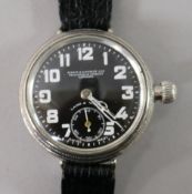 A gentleman's 1920's Zenith silver manual wind wrist watch, retailed by Birch & Gaydon.