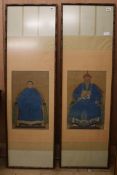 A pair of Chinese ancestor scroll paintings 54 x 34cm.