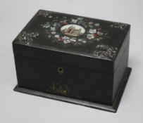 A mother of pearl tea caddy 18 x 12cm