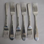 A set of six George III Scottish silver Old English pattern table forks, William Robertson,