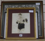 Signed Photograph of Gus Lesnevich Light heavyweight champion of the world plus framed Cigarette