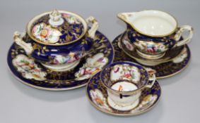 A Victorian floral and gilt teaset