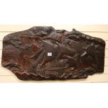 A carved ship at sea plaque by G. Self, 1990 W.119cm