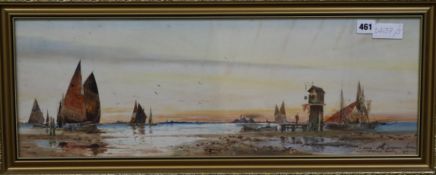 Thomas Sidney, watercolour, 'A Shrine on the Lagoon, Venice', signed and dated 1906, 23 x 67cm.