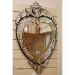 A heart shaped Venetian mirror W.48cm