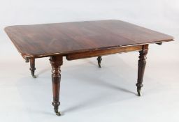 A Victorian mahogany extending dining table, W.4ft 2in. extends to 9ft 4in.