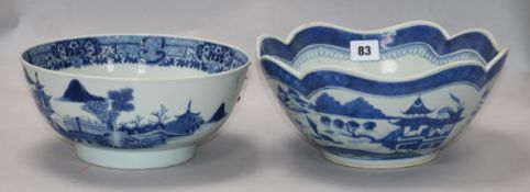 Two Chinese blue and white bowls Diam 24cm