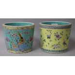 Two Chinese Republic period famille rose plant pots H.12cm