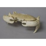 An early 20th century Chinese ivory model of a crab W.14.5cm