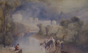 Manner of J.W.M.Turner watercolour, Windsor Castle, 20 x 30cm.