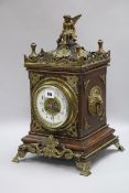 Edwardian oak mantel clock H.46cm