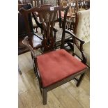 A Chippendale style mahogany elbow chair