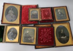 Six cased ambrotypes largest image 9.5 x 7cm.